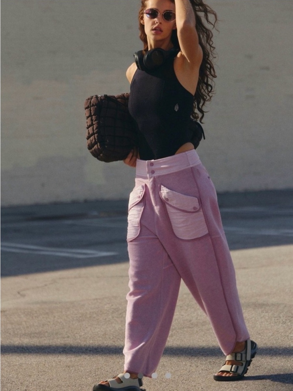 FP Movement by Free People Lavender Track Pants with Patch Pockets
